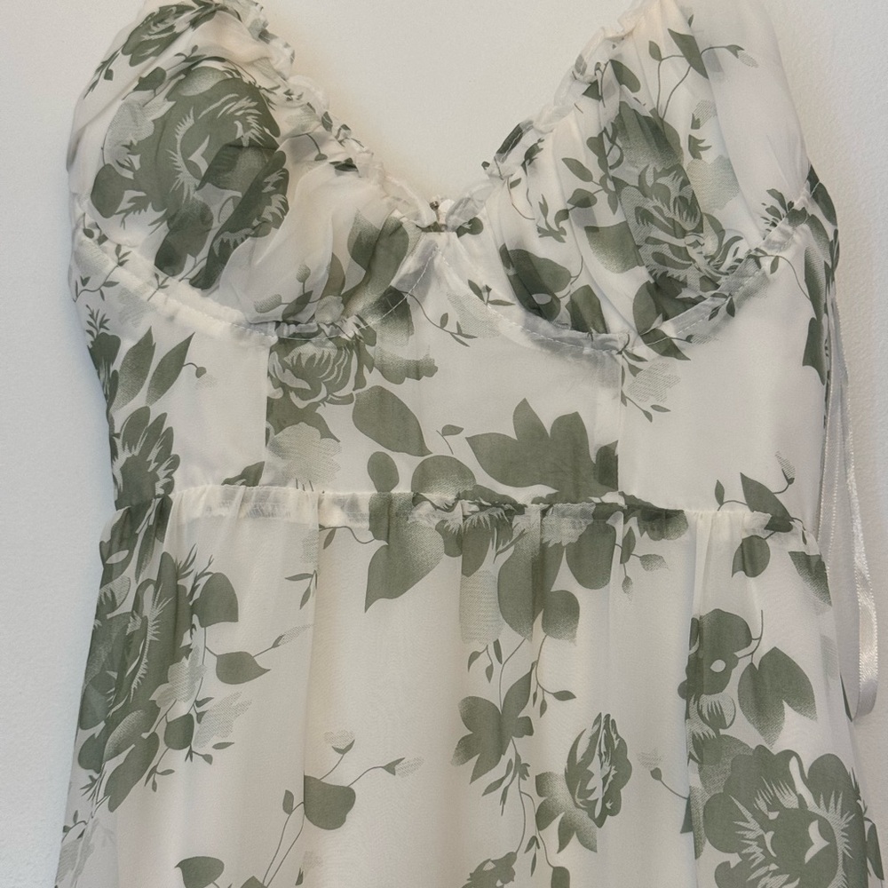 Floral green and white dress